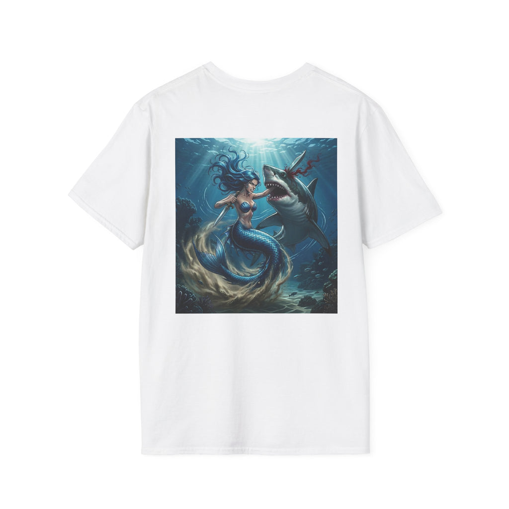 Mermaid Vs Great White  T-Shirt White