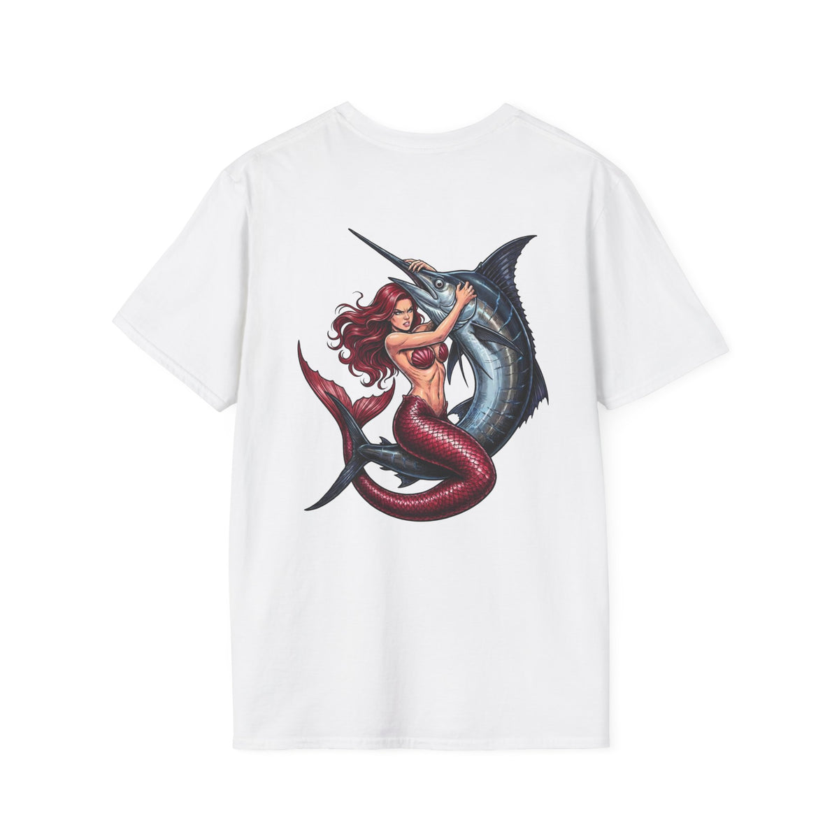 Mermaid Vs Marlin (Red)  T-Shirt White