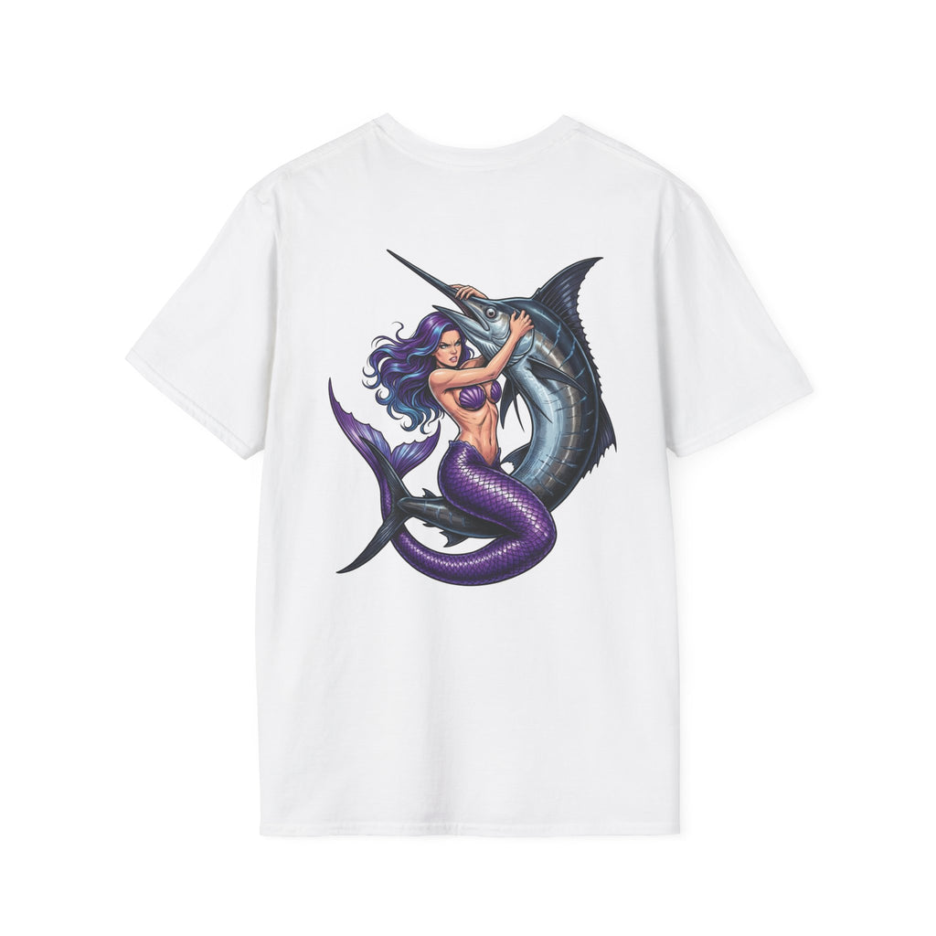 Mermaid Vs Marlin (Purple) T-Shirt White