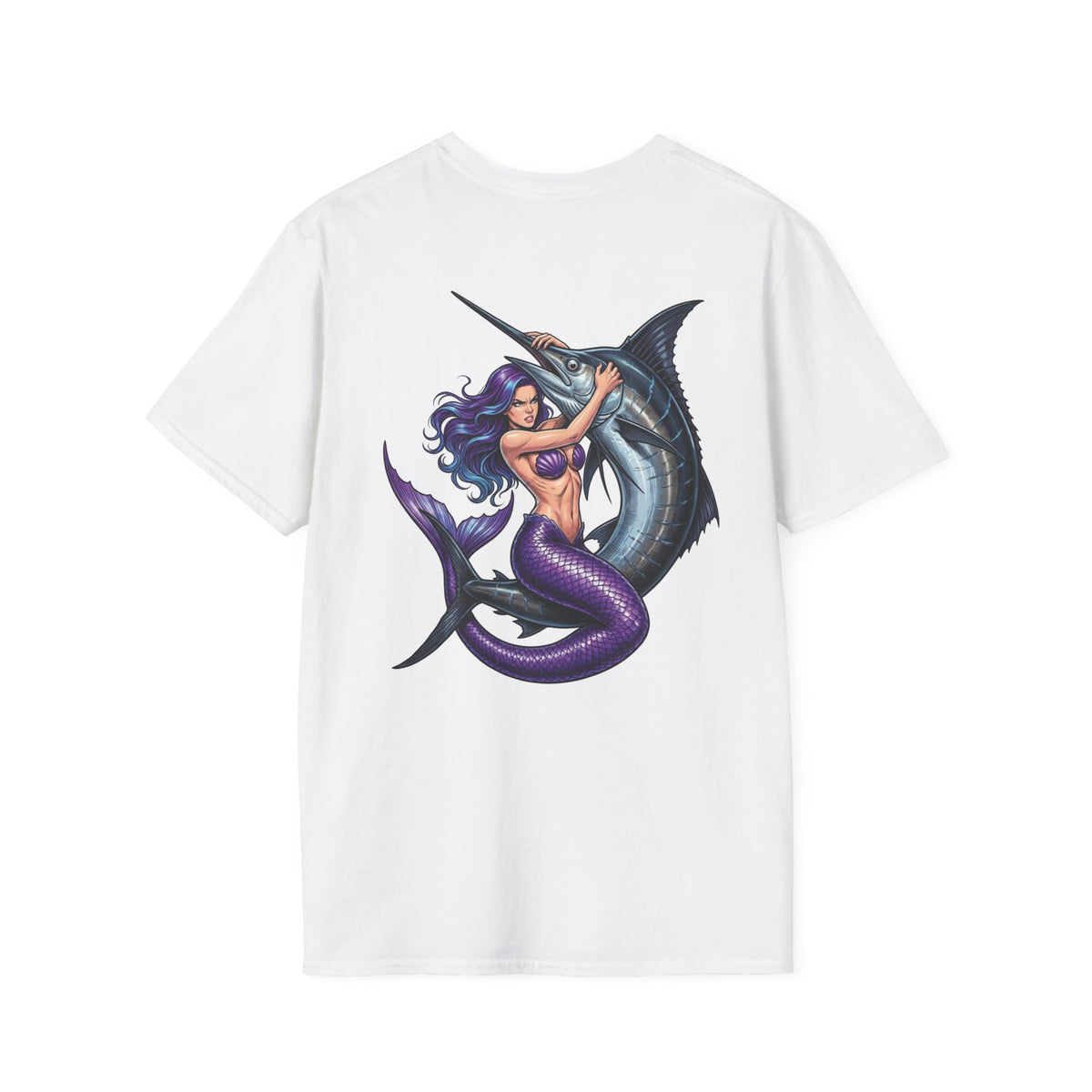 Mermaid Vs Marlin (Purple) T-Shirt White