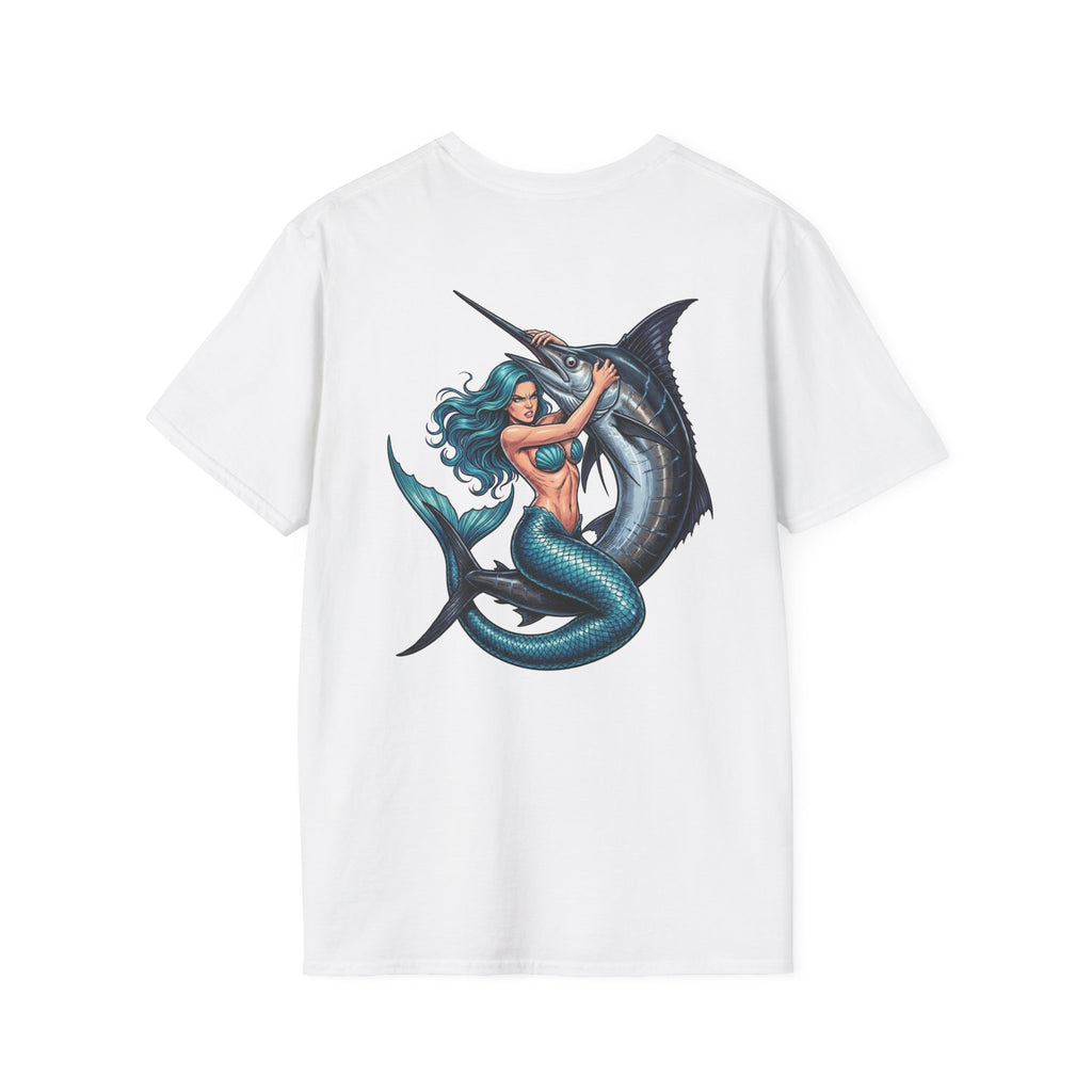 Mermaid Vs Marlin (Blue) T-Shirt White